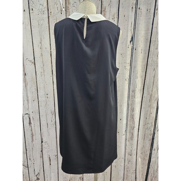 CS Women's 14 Cece Navy & White Peter Pan Tie Collar Shift Shirt Career Dress - Picture 5 of 9